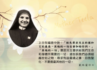 「你們先該尋求天主的國和它的義德。」(瑪六 33)