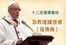 教宗十二月祈禱意向【為要理教員(福傳員)】